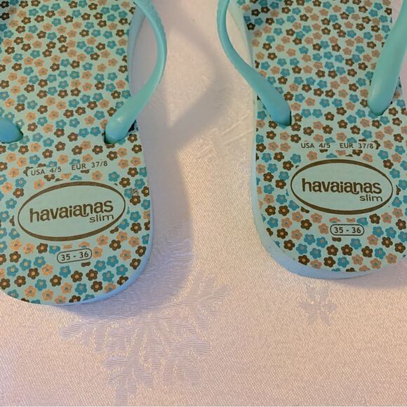 Havaianas Slim Flip Flops Sandals Big Girls 4/5 Excellent - Picture 2 of 3